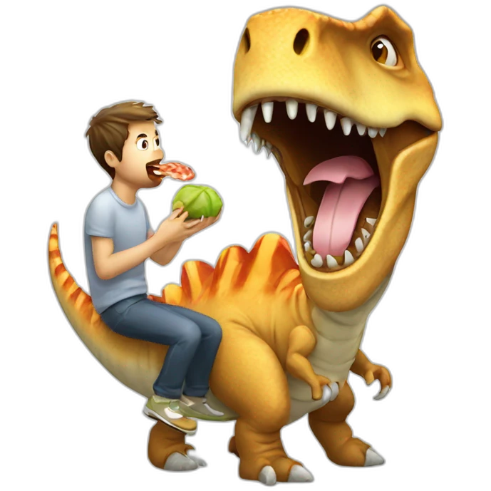crazy man eating perogis on a dinosaur emoji