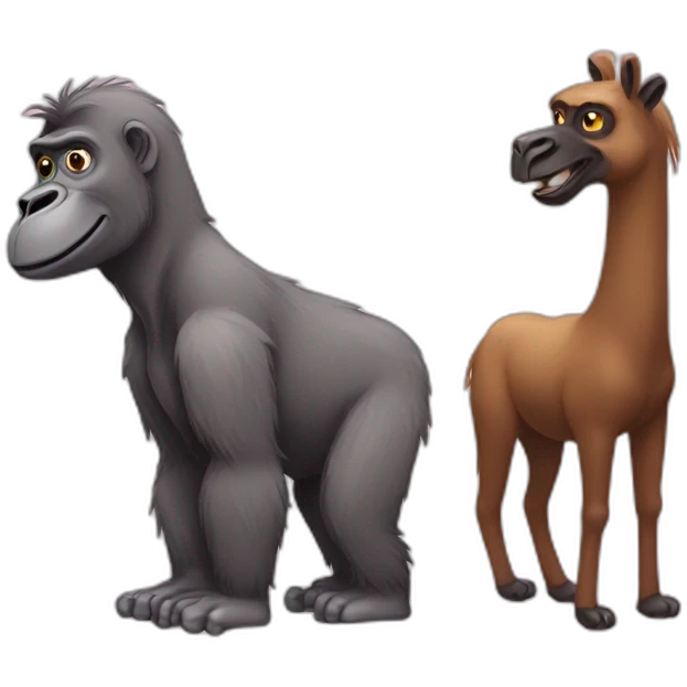 Gorilla and Llama friends emoji