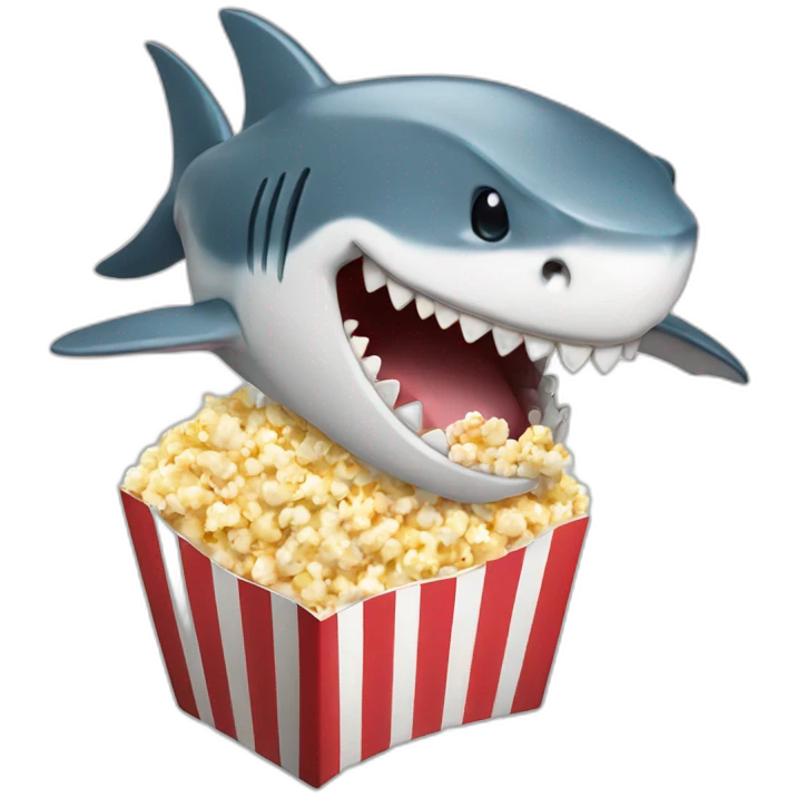 Shark laugh with popcorn emoji
