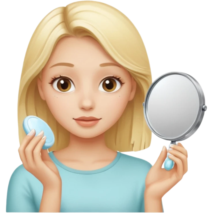 haz una chica rubia haciendose su skincare emoji