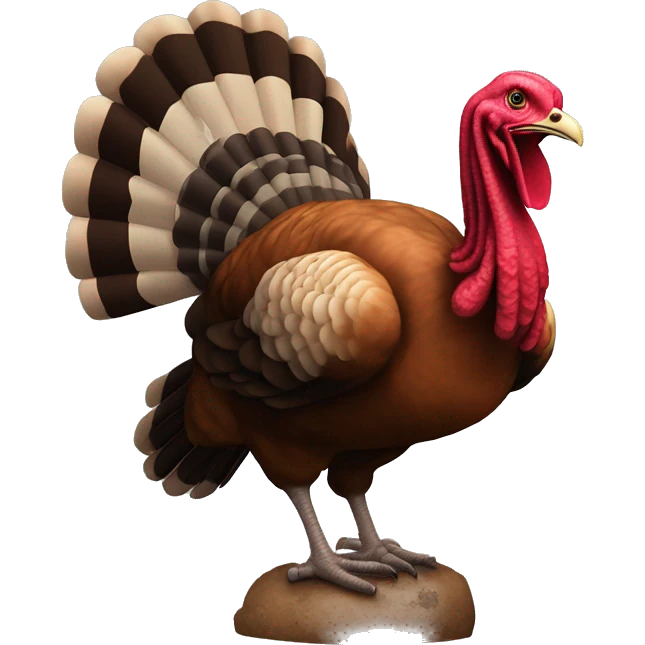 Realistic plucked turkey sitting on a wrecking ball with chain emoji