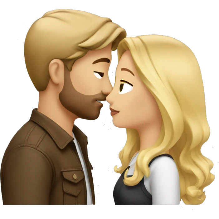 romantic outdoor couple kiss,, he has BROWN hair, she has blonde Hair emoji