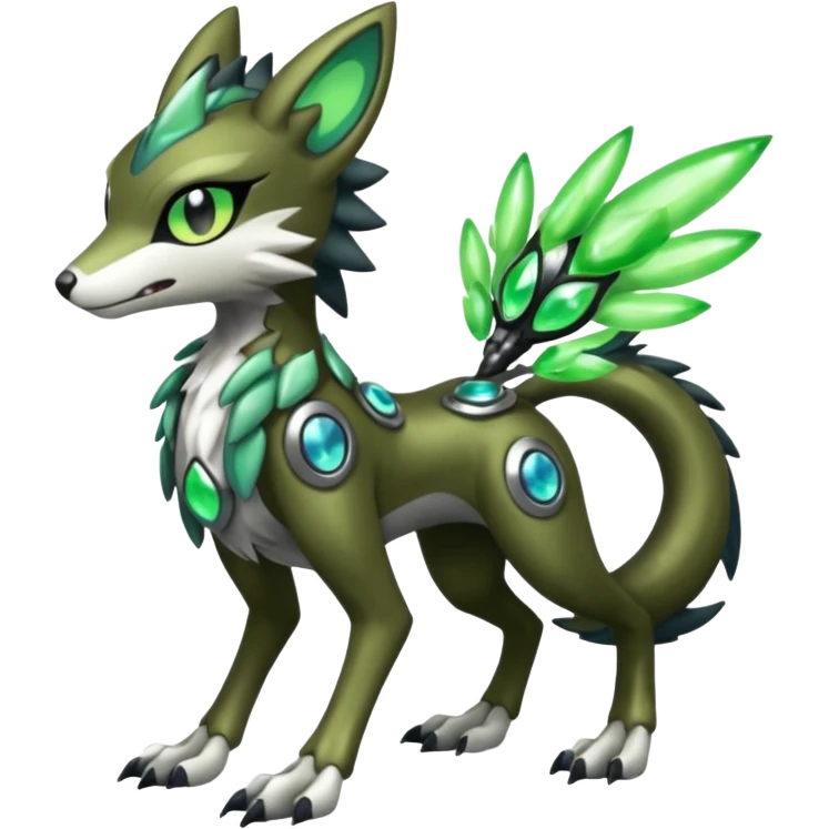 Meloetta-Zygarde-Sergal-Protogen-hybrid-fusion-Fakémon-creature, full body emoji