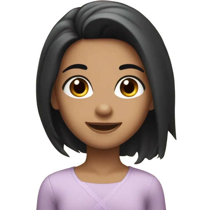 Smiling girl with long black hair and nice eyebrows and brown eyes  emoji
