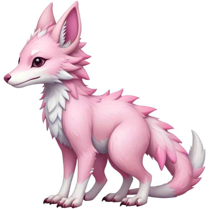 Feral Rare Fantasy cute adorable pastel pink Vernid-Sergal-species by LiLaiRa, markings, tufted ears, full body emoji