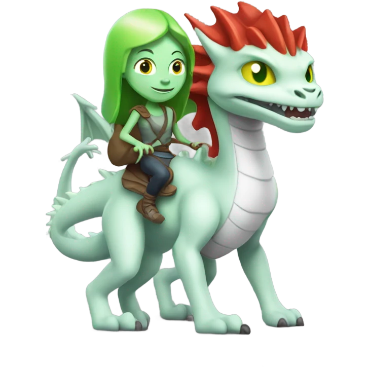 [politically incorrect, (
	{ female, alien, color: light green, hair:red, eyes:cat} ]
	on a 
	[{ dragon: white}]) emoji