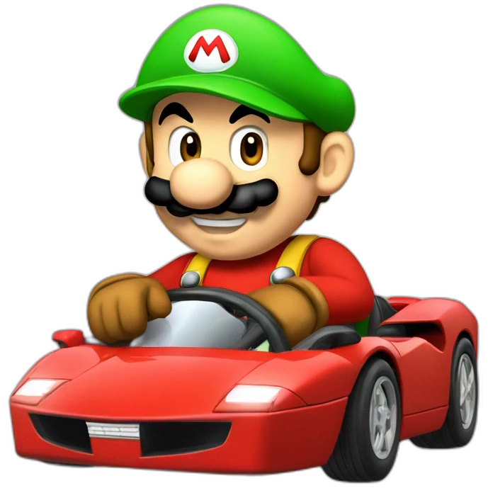 Mario Bros conduciendo un Ferrari emoji