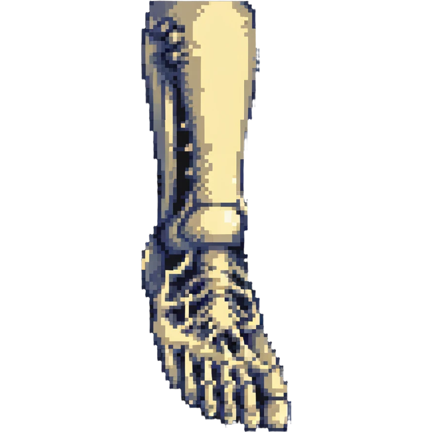 pixelated skeleton foot, bone structure of foot emoji