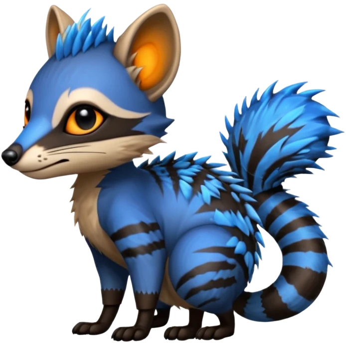 Fiery Blue-Flamed Handsome Wicked Cool Hot Edgy Badass Numbat-Trico-Civet-Vernid-fusion-hybrid-creature emoji