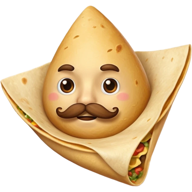 a flying tortillo with a thick mustache emoji