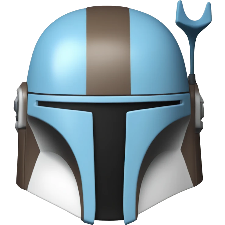 Baby blue and white colored Mandalorian helmet with antenna emoji