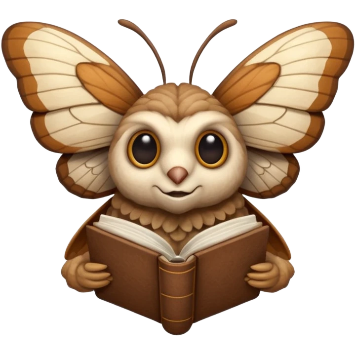 Moth reading emoji