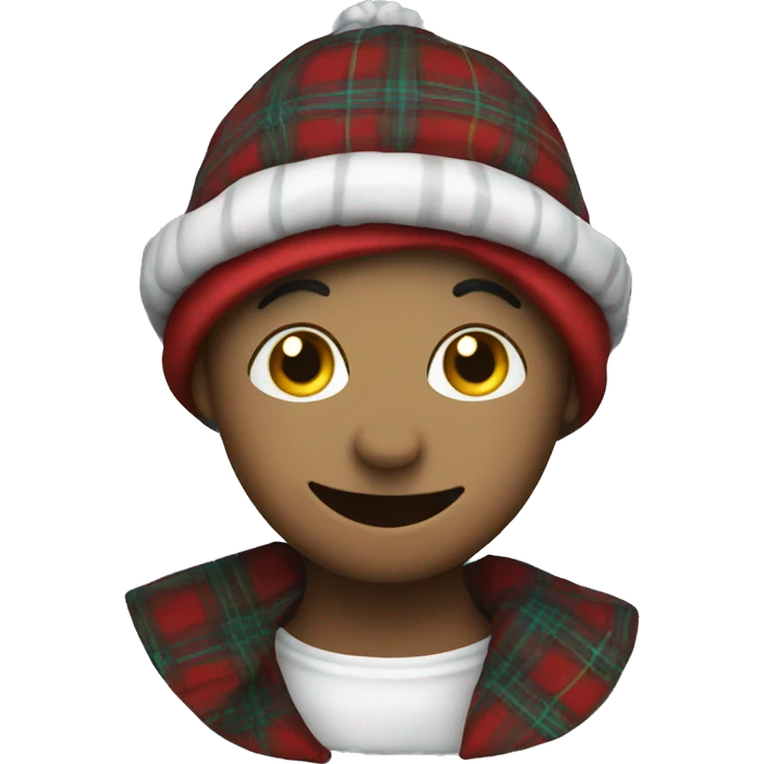Smiling emoji in a tartan bonnet  emoji