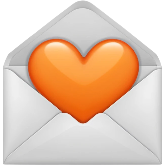 white envelop with small orange heart in the middle emoji