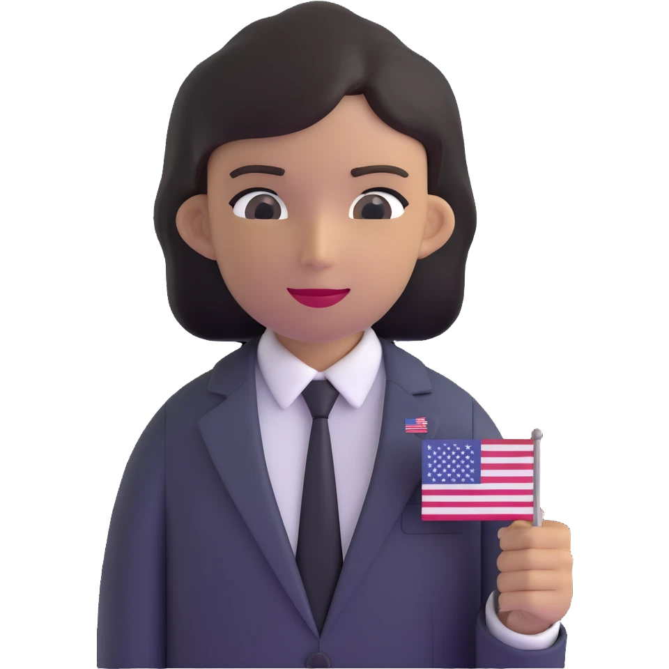 fat person in business suit with American flag pin emoji