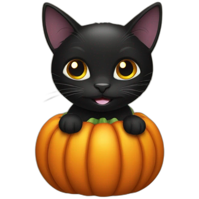 Black cat in a pumpkin emoji