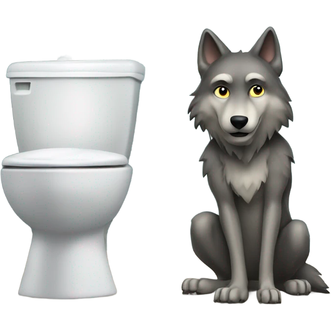 Wolf and toilet together  emoji