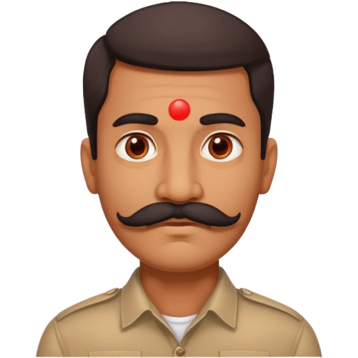 indian man with mustache red dot emoji