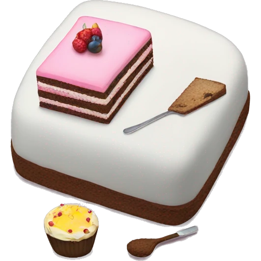 Macbook with cake beside emoji