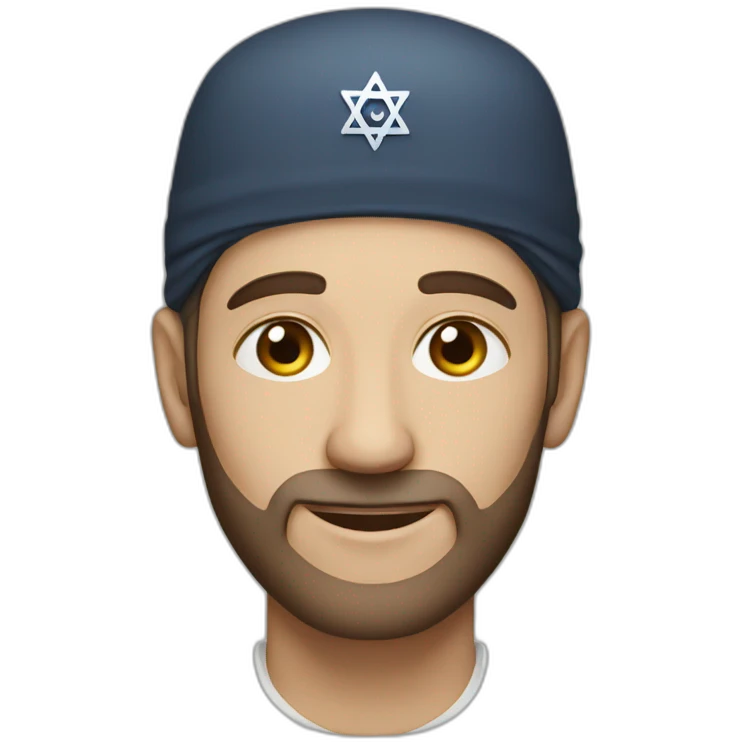 Jewish looking man with a Jewish skull cap emoji