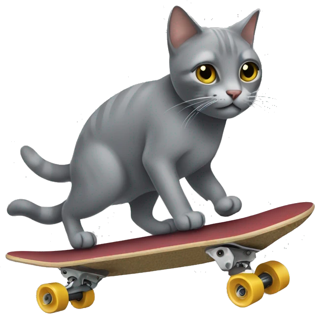 gray cat skateboarding emoji