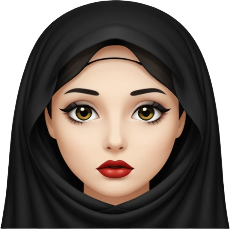 Female figure lifting sheer black veil from her lips, forbidden intimacy emoji