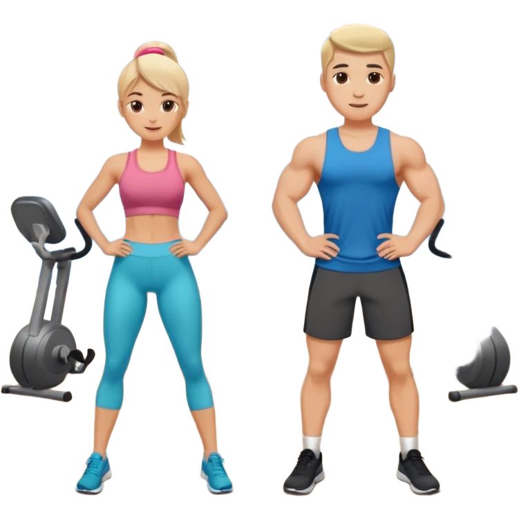 fitness girl and boy emoji