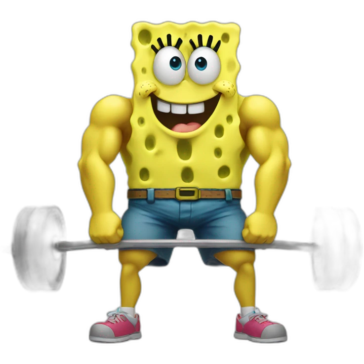SpongeBob lifting weights emoji