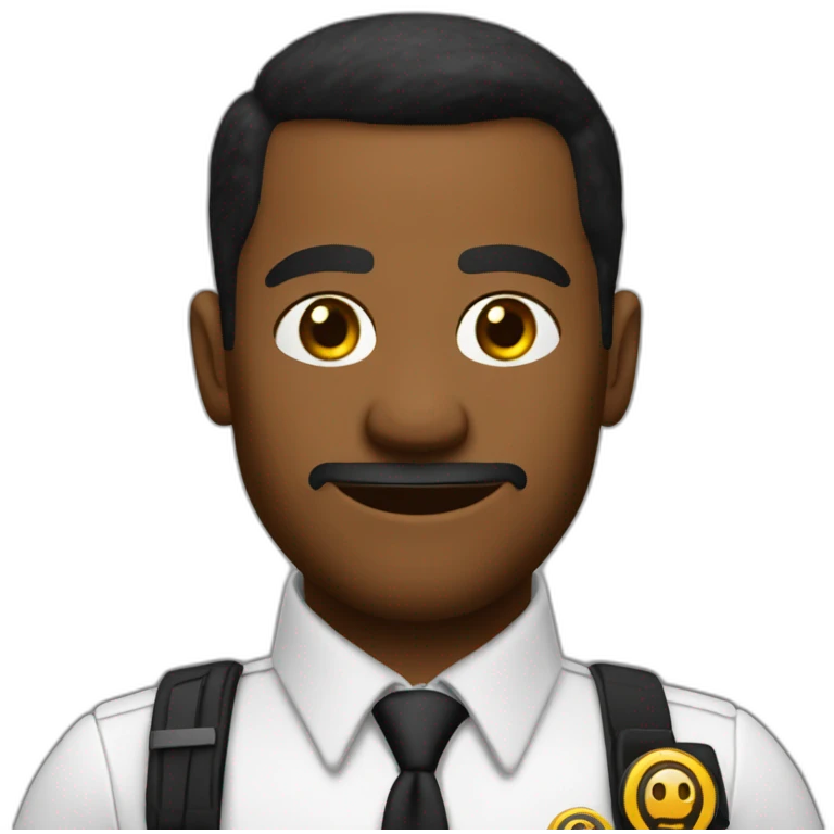 taxi driver in tuxedo with TSA badge, carl johnson face emoji