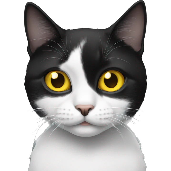 Black and white cat with yellow eyes emoji