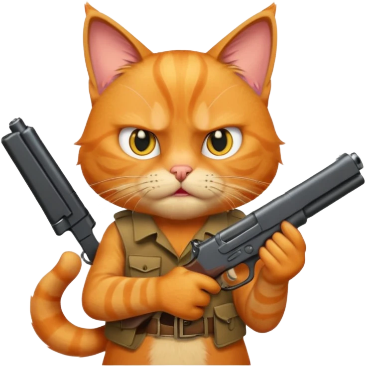 Cat with a gun that's angry emoji