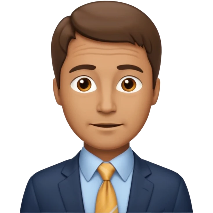 middle aged man, receding brown hair, wearing a tie, friendly expression emoji