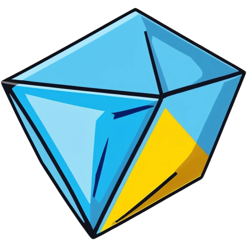 shiny blue diamond broken in half exposing crystal structure inside emoji