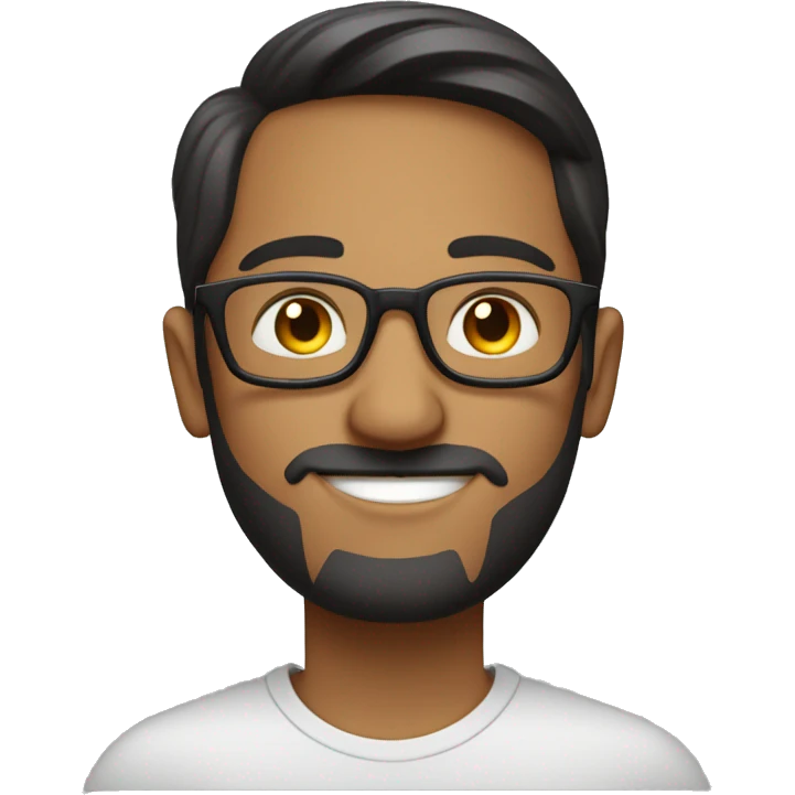 an it guy in love with tech, indian short height wear glasses, mid 30s, fair, wear round glasses emoji