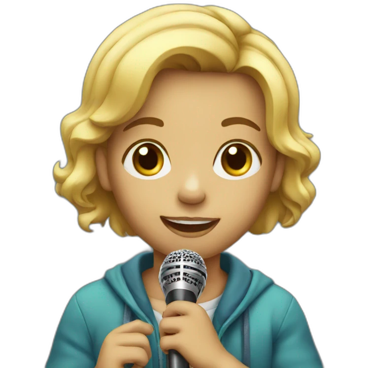 child with microphone emoji