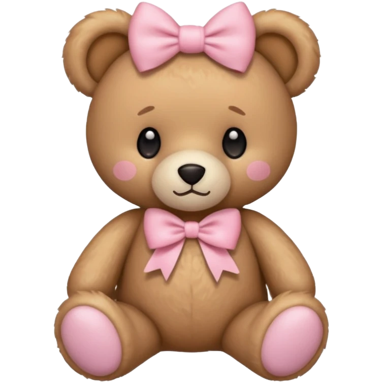 teddy bear with pastel pink bow emoji