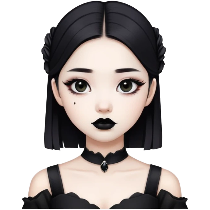 Naked Asian gothic girl emoji