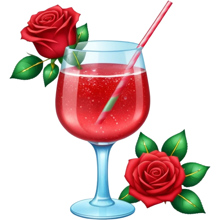 Glittery with roses red mocktail emoji