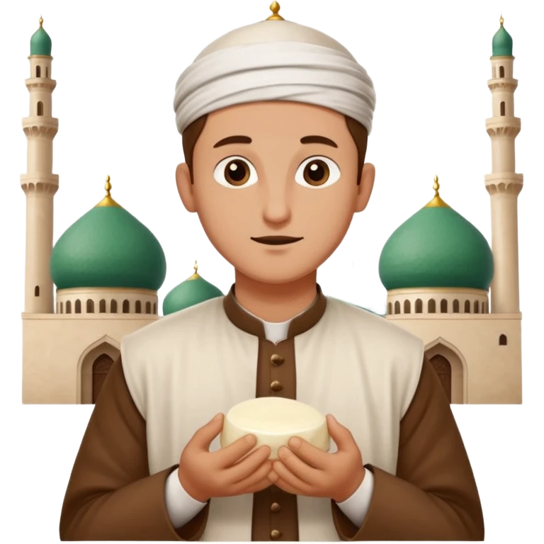 some guy eating 1kg of mozzarella, make it nepalese, more brown, slightly less brown, in a mosque, praying emoji