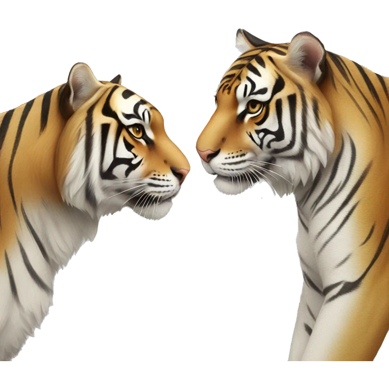 White female tiger and golden male bengal tiger  emoji