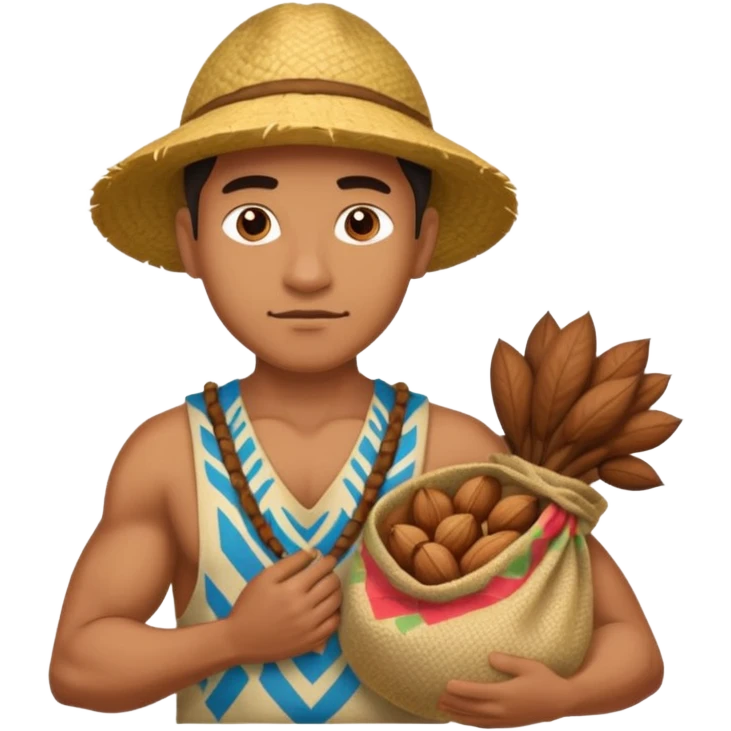 Strong Native Hawaii man holding a sack of nuts emoji