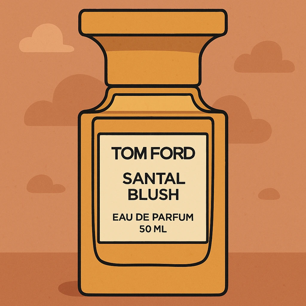 Flat toon style illustration of Tom Ford santal blush perfume  emoji