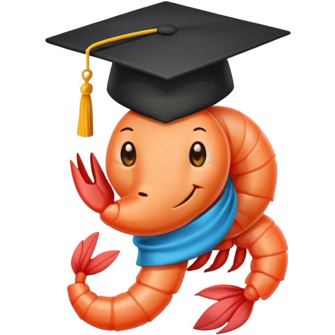 shrimp with phd hat emoji