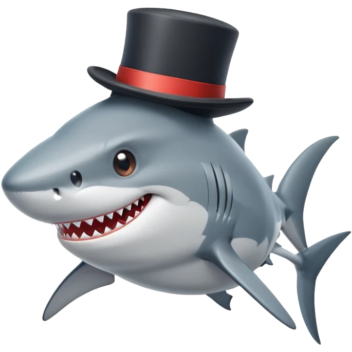 Shark with a top hat emoji