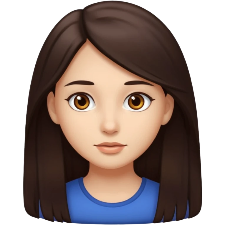 Girl with long dark brown hair and brown eyes  emoji