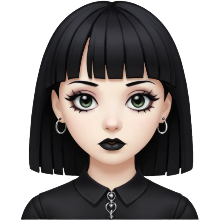 Faça uma zumbi com franja da subcultura gothc com o olho preto ela  emoji