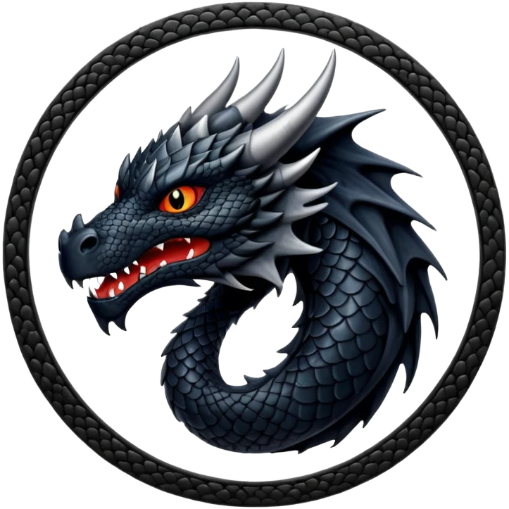 Black Dragon in circle frame emoji