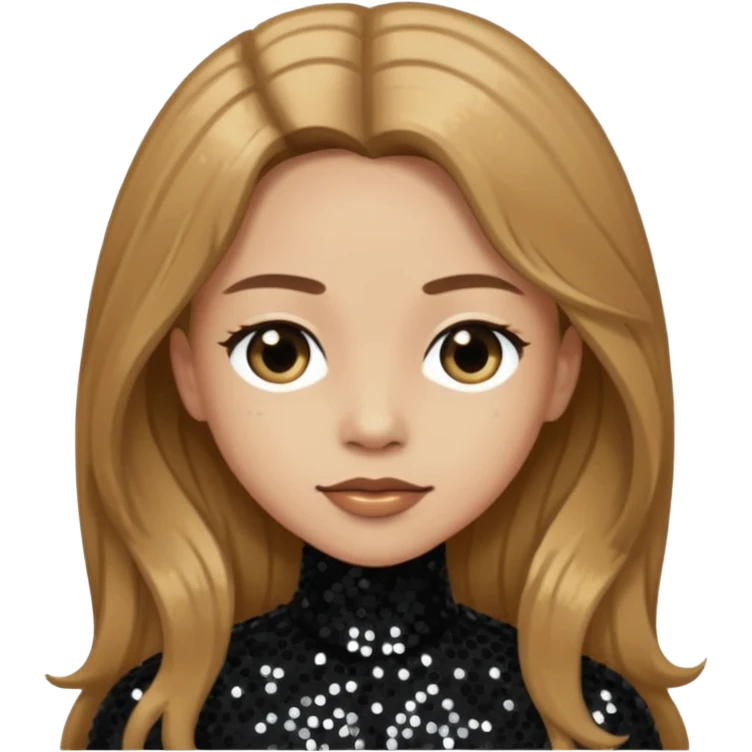 Head from Korn with long light brown hair, light skin, black sequin outfit emoji