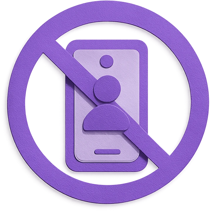 "No contacts", no text, with the colors: Primary Purple:  #8B5CF6
  Light Purple:    #A78BFA emoji