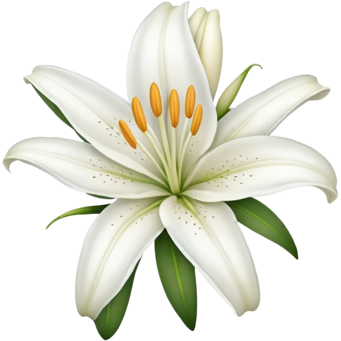 A hyperrealistic white Lily flower emoji